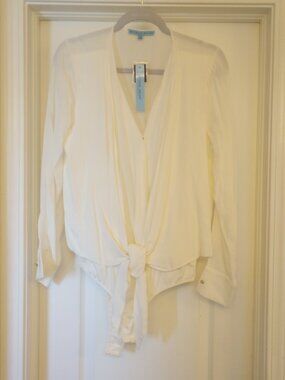 Antonio Melani Wrap Front Tie Ivory Bodysuit NWT